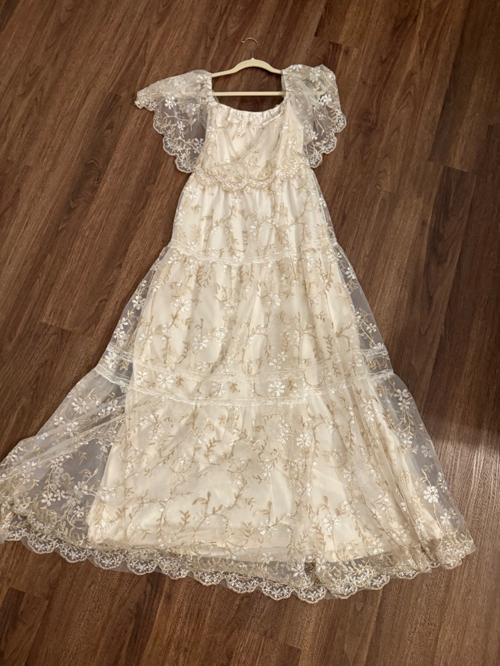 Baltic Born White/cream Maxi bridal dress off the shoulder large